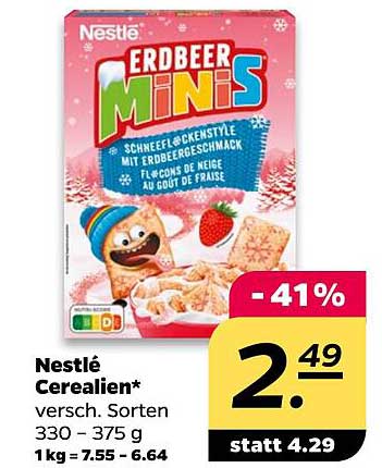 Nestlé Erdbeer Minis - Cerealien mit Erdbeergeschmack