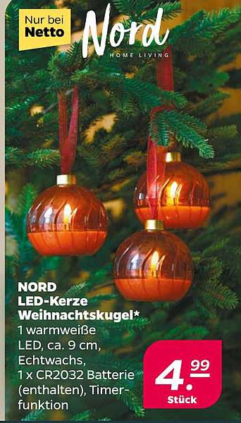 NORD LED-Kerze Weihnachtskugel*