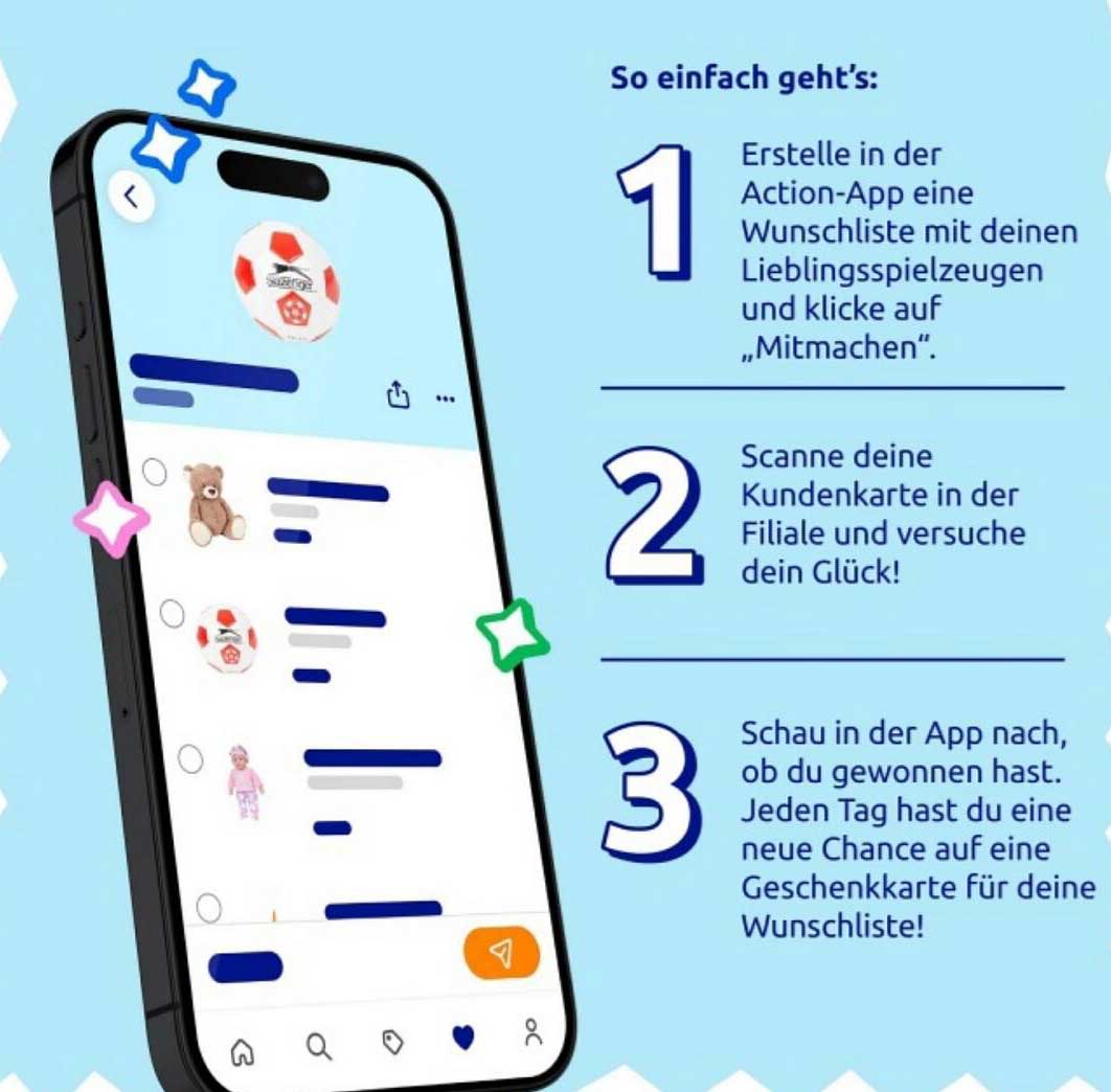 Nutze die Action-App: Gewinnen mit deiner Wunschliste!