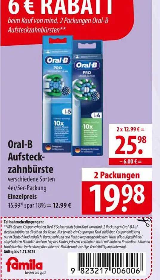 Oral-B Aufsteckzahnbürste verschiedene Sorten (4er/5er-Packung)