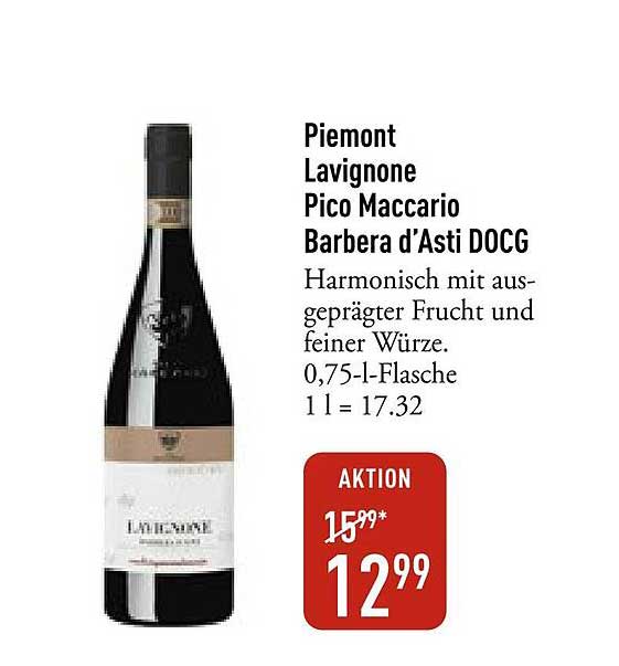 Piemont Lavignone Pico Maccario Barbera d'Asti DOCG