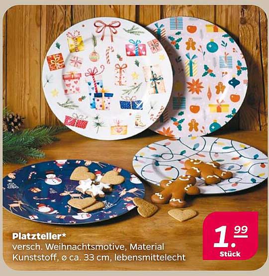 Platzteller, verschiedene Weihnachtsmotive, Ø ca. 33 cm