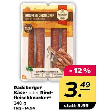 Radeberger Käse- oder Rindfleischknacker* 240 g