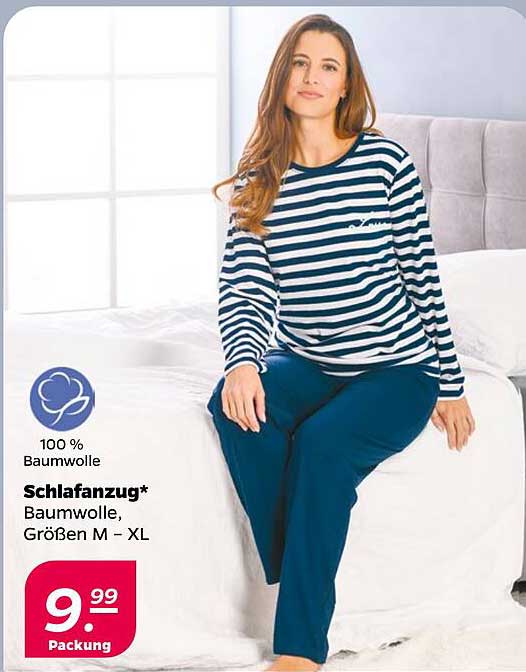 Schlafanzug aus 100 % Baumwolle, Größen M – XL