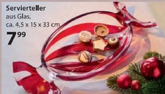 Servierteller aus Glas, ca. 4,5 x 15 x 33 cm