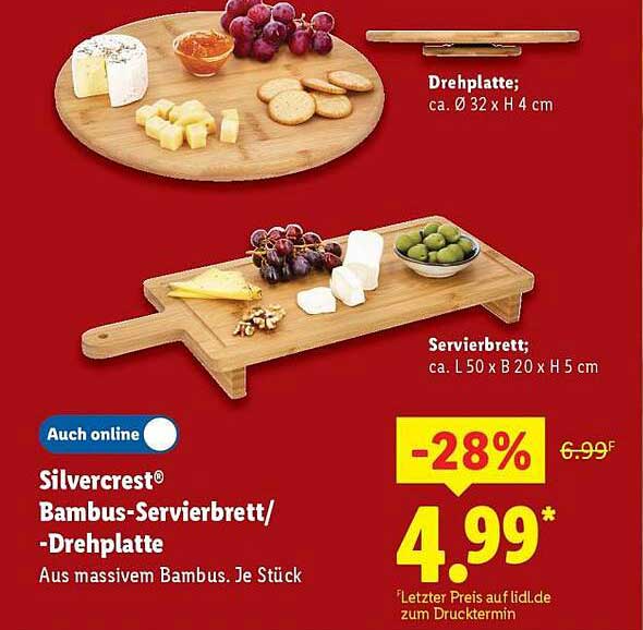 Silvercrest® Bambus-Servierbrett/-Drehplatte