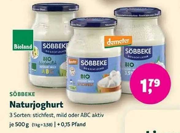 SÖBBEKE Naturjoghurt in 3 Sorten: stichfest, mild oder ABC aktiv, 500 g