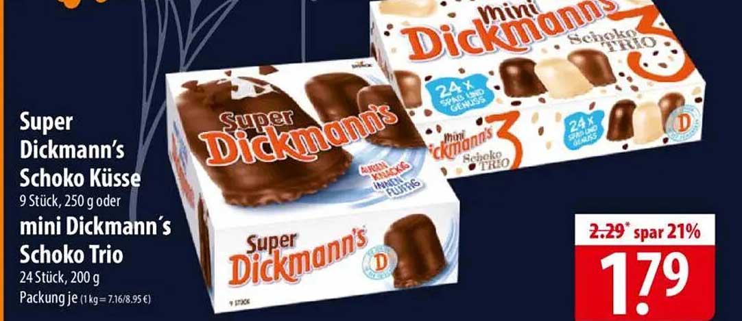 Super Dickmann’s Schoko Küsschen oder mini Dickmann’s Schoko Trio