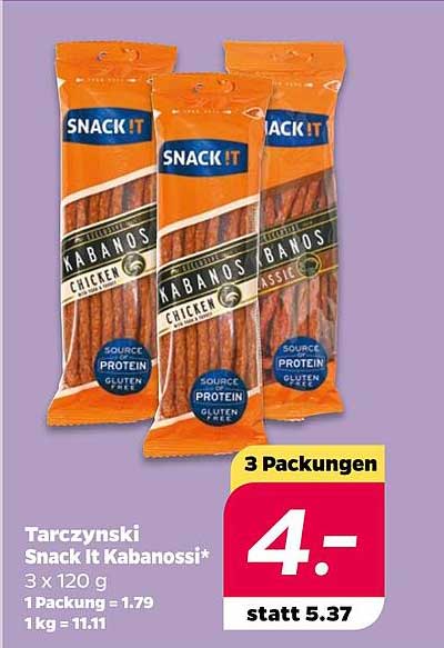 Tarczyński Snack It Kabanossi - 3er Pack