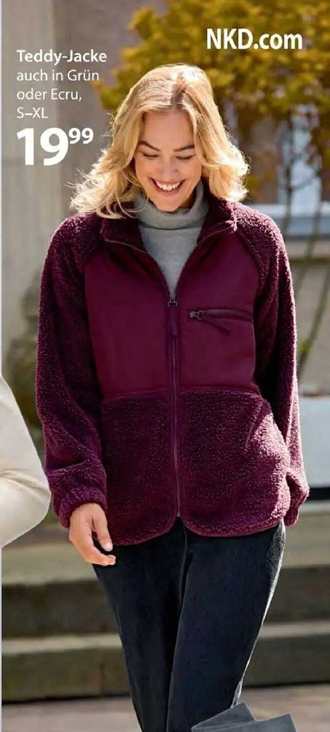 Teddy-Jacke auch in Grün oder Ecru, S–XL