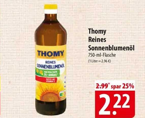 Thomy Reines Sonnenblumenöl 750-ml-Flasche
