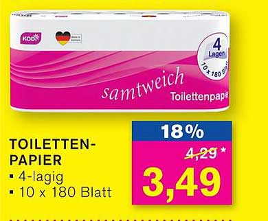 TOILETTEN-PAPIER - 4-lagig, 10 x 180 Blatt