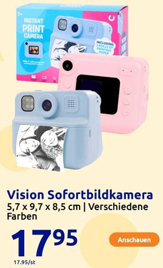 Vision Sofortbildkamera 5,7 x 9,7 x 8,5 cm | Verschiedene Farben