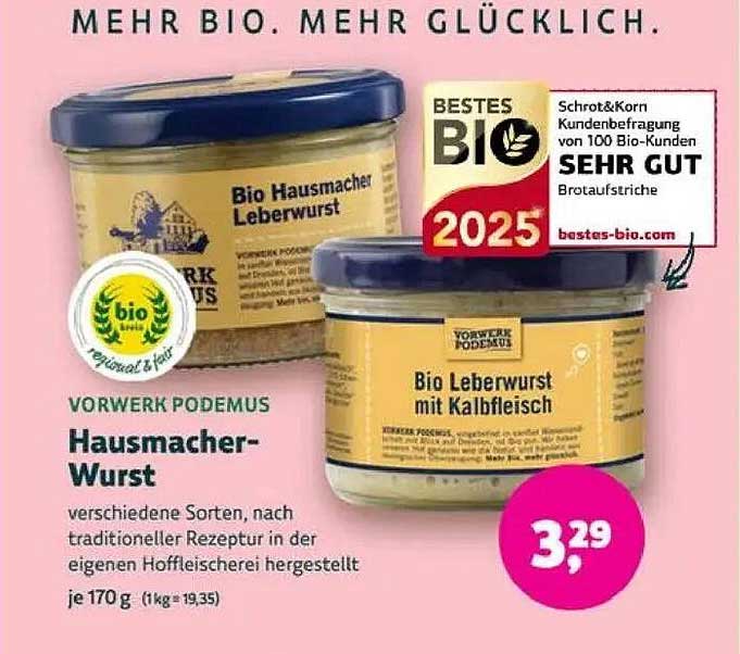 Vorwerk Podemus Hausmacher-Wurst 170g