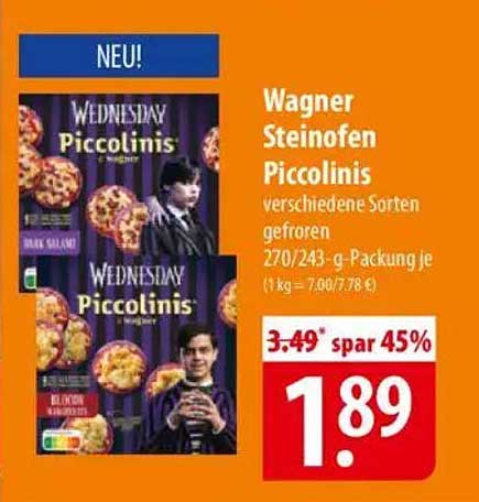 Wagner Steinofen Piccolinis verschiedene Sorten gefroren 270/243-g-Packung je