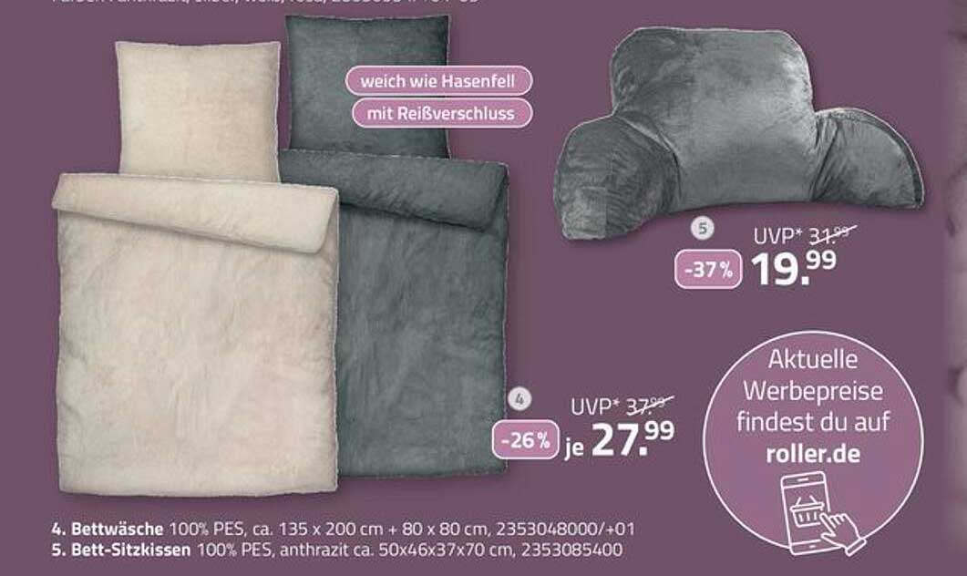 Weiche Bettwäsche mit Reißverschluss – ROLLER Angebot!
