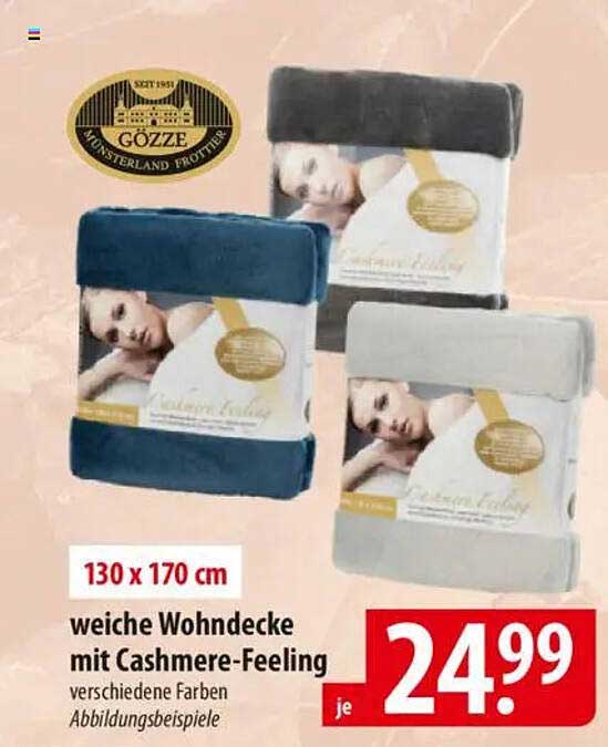 weiche Wohndecke mit Cashmere-Feeling 130 x 170 cm
