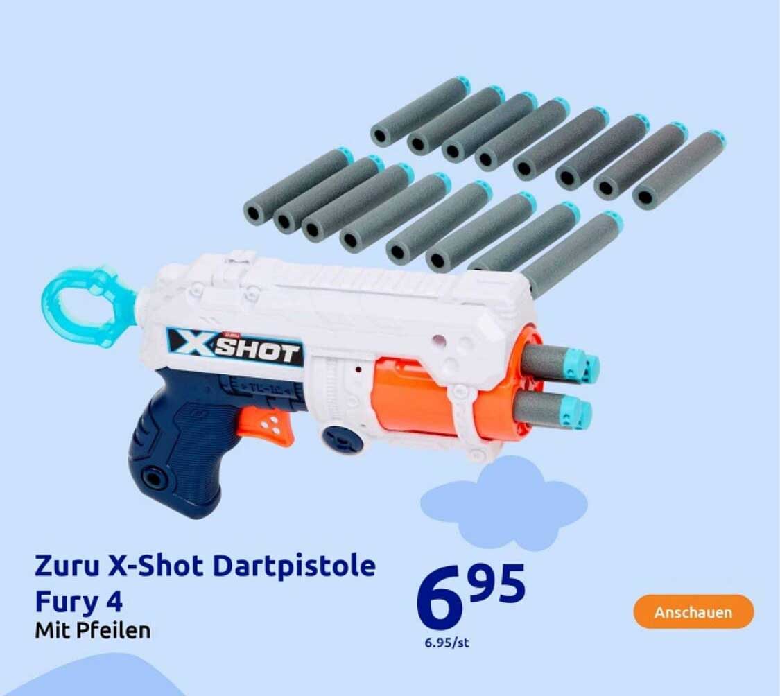 Zuru X-Shot Dartpistole Fury 4 mit Pfeilen