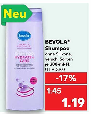 BEVOLA® Shampoo ohne Silikone, verschiedene Sorten je 300-ml-Fl.