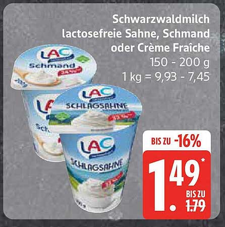 Schwarzwaldmilch lactosefreie Sahne, Schmand oder Crème Fraîche