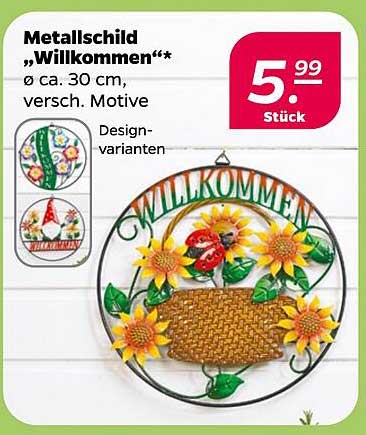 Metallschild „Willkommen“