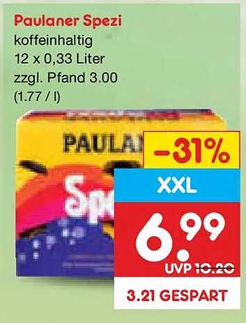 Paulaner Spezi koffeinhaltig 12 x 0,33 Liter zzgl. Pfand