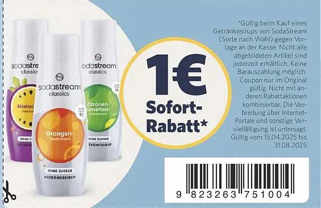 1 € Sofort-Rabatt auf SodaStream Getränkesirupe