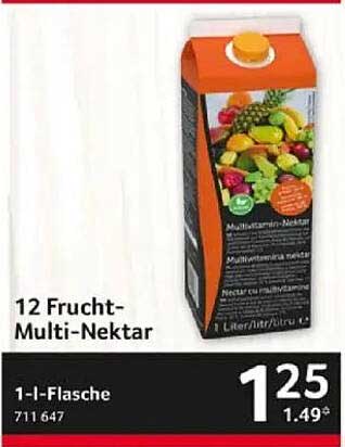 12 Frucht-Multi-Nektar 1-Liter-Flasche