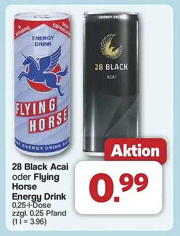 28 Black Acai oder Flying Horse Energy Drink