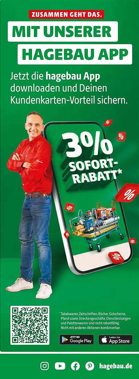 3% Sofortrabatt auf die hagebau App