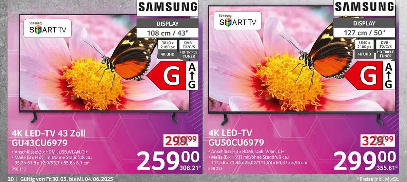 4K LED-TV 43 Zoll und 50 Zoll von Samsung