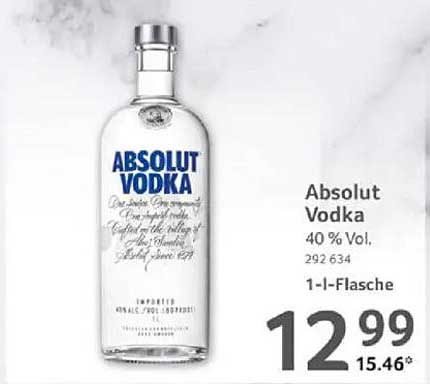 Absolut Vodka 1-Liter-Flasche (40 % Vol.)