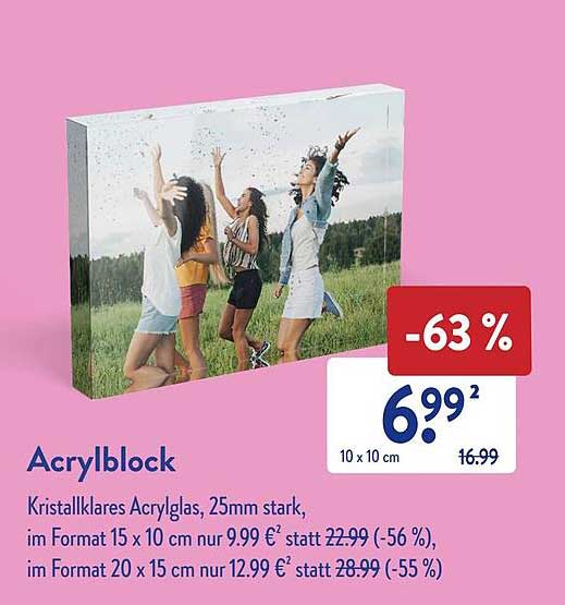 Acrylblock 10 x 10 cm - Nur 6,99 € (statt 16,99 €)