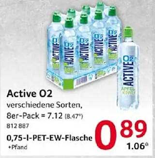 Active O2 Mineralwasser 0,75 l, 8er-Pack