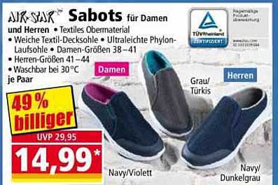 AIR STAR Sabots für Damen und Herren