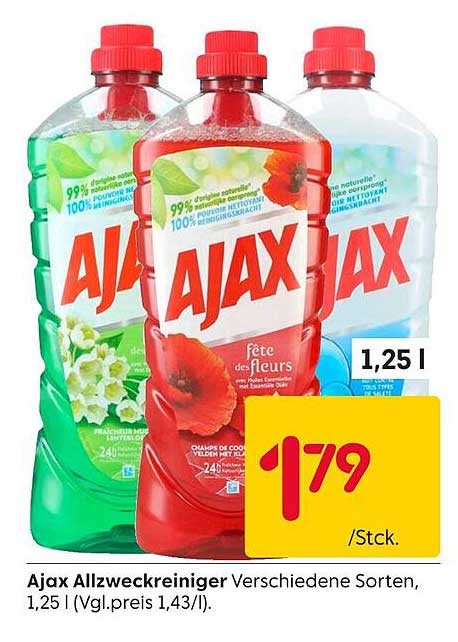 Ajax Allzweckreiniger Verschiedene Sorten, 1,25 l