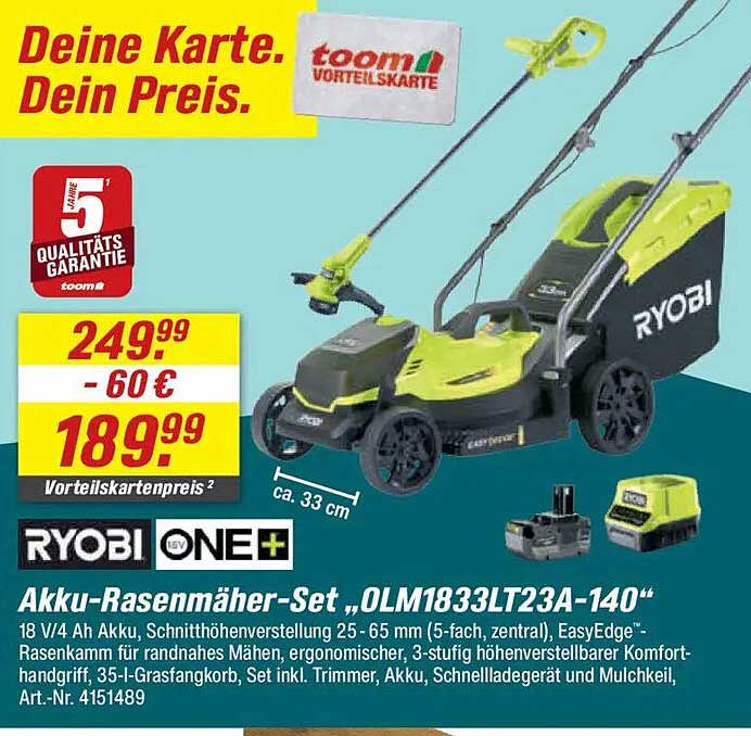 Akku-Rasenmäher-Set „OLM1833LT23A-140“