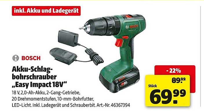 Akku-Schlagbohrschrauber „Easy Impact 18V“ inkl. Akku und Ladegerät
