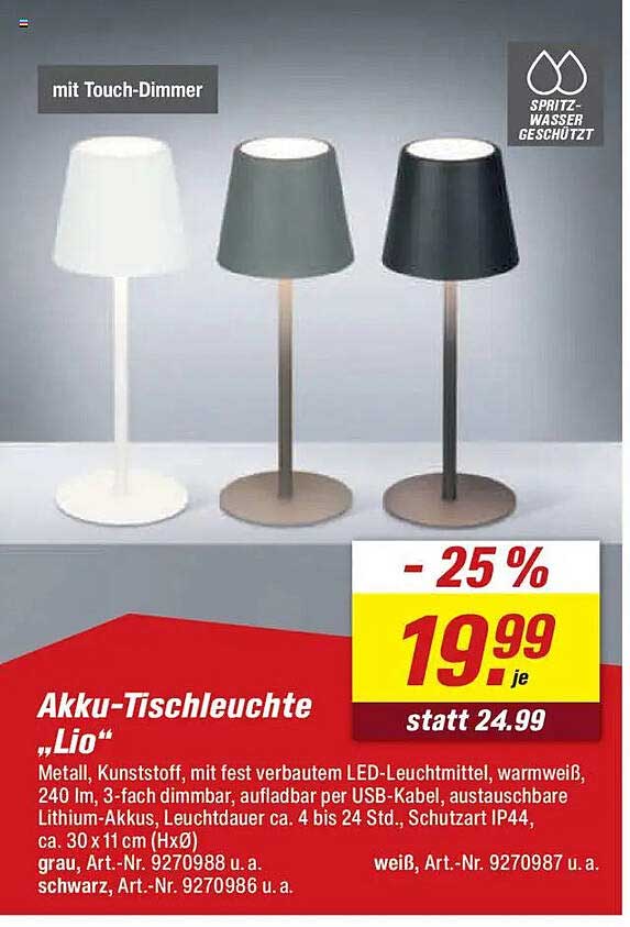 Akku-Tischleuchte „Lio“