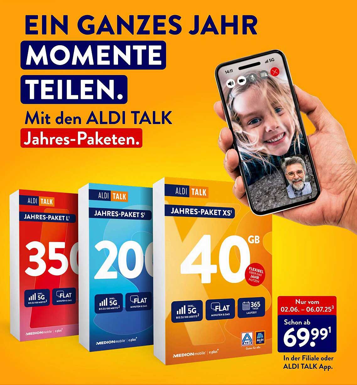 ALDI TALK Jahres-Paket XS - 40 GB für nur 69,99 €