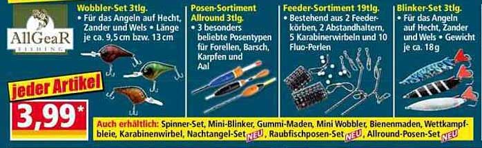 AllGeaR Fishing: Wobbler-Set 3tlg., Posen-Sortiment Allround 31tlg. und mehr