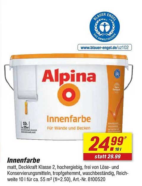 Alpina Innenfarbe - Matt, Deckkraft Klasse 2