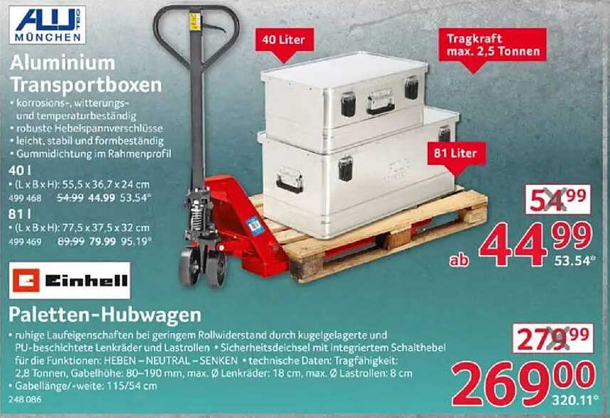 Aluminium Transportboxen 40 L und 81 L von ALU München