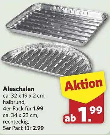 Aluschalen, 4er Pack für 1,99 € oder 5er Pack für 2,99 €