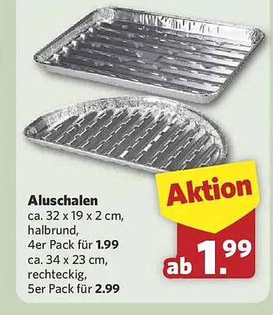 Aluschalen 4er Pack halb rund und 5er Pack rechteckig