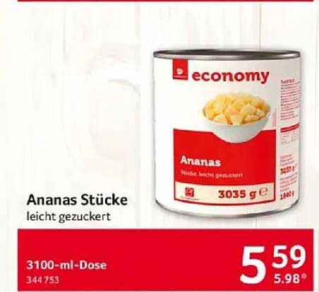 Ananas Stücke leicht gezuckert 3100 ml