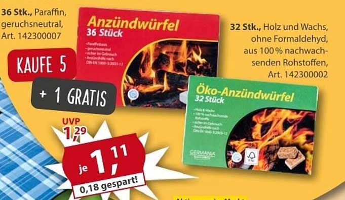 Anzünder Würfel 36 Stück – ideal für Grill und Kamin