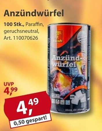 Anzündwürfel 100 Stk., Paraffin, geruchsneutral