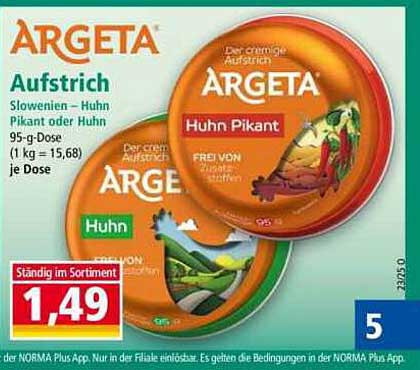ARGETA Aufstrich Slowenien – Huhn Pikant oder Huhn 95-g-Dose
