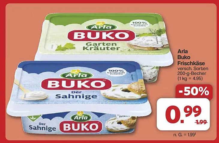 Arla Buko Frischkäse verschiedene Sorten 200-g-Becher